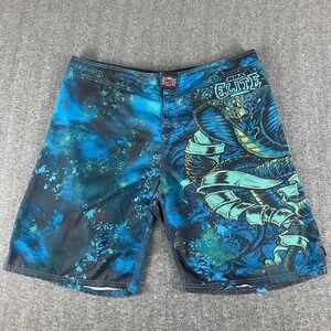 MMA Elite Cobra Fight Shorts Mens XL Blue Snake MMA Board Shorts